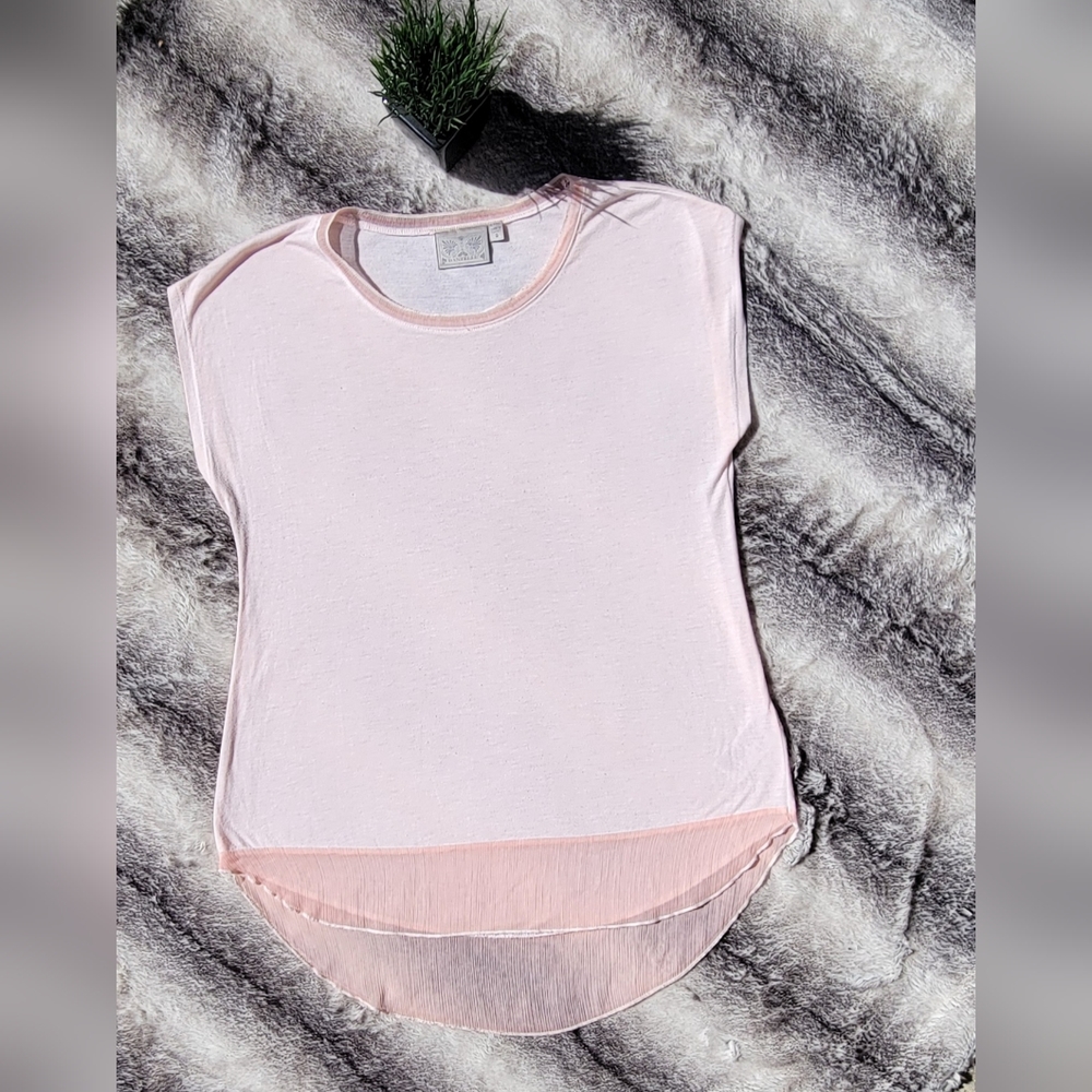 Light Pink Sheer Trim Blouse
